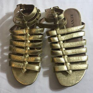 RENVY SASHA LOW WEDGE GOLD GLADIATOR SANDAL